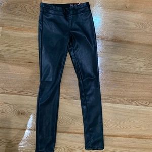 black faux leather pants